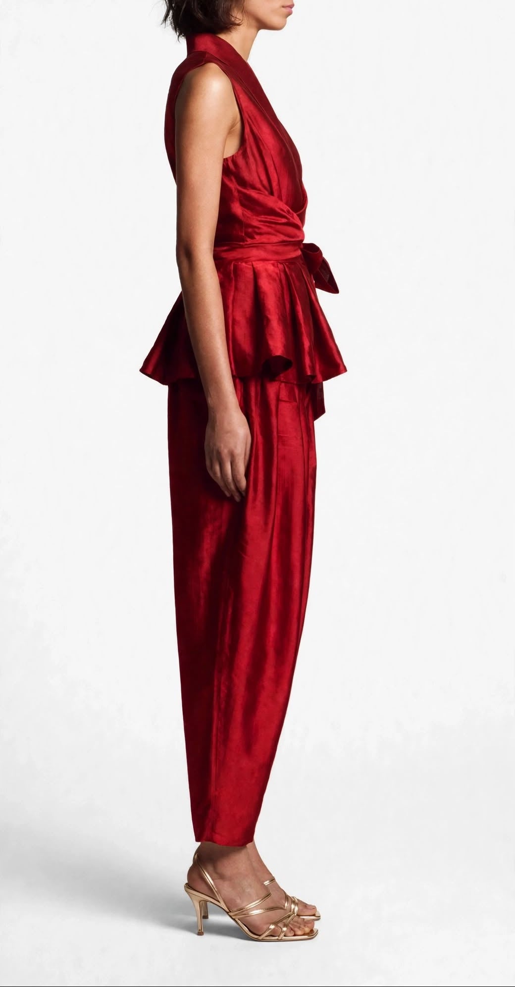 Crimson Wrap Peplum Set