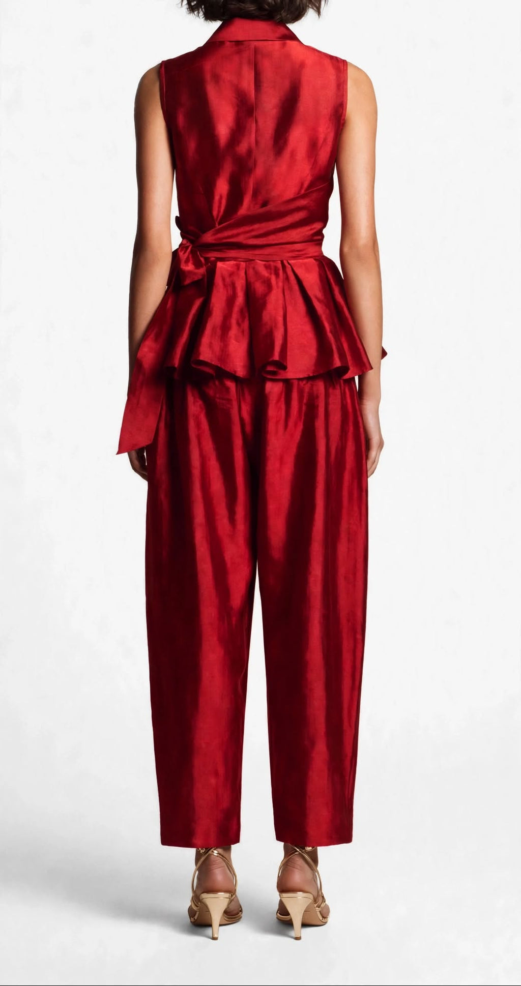 Crimson Wrap Peplum Set