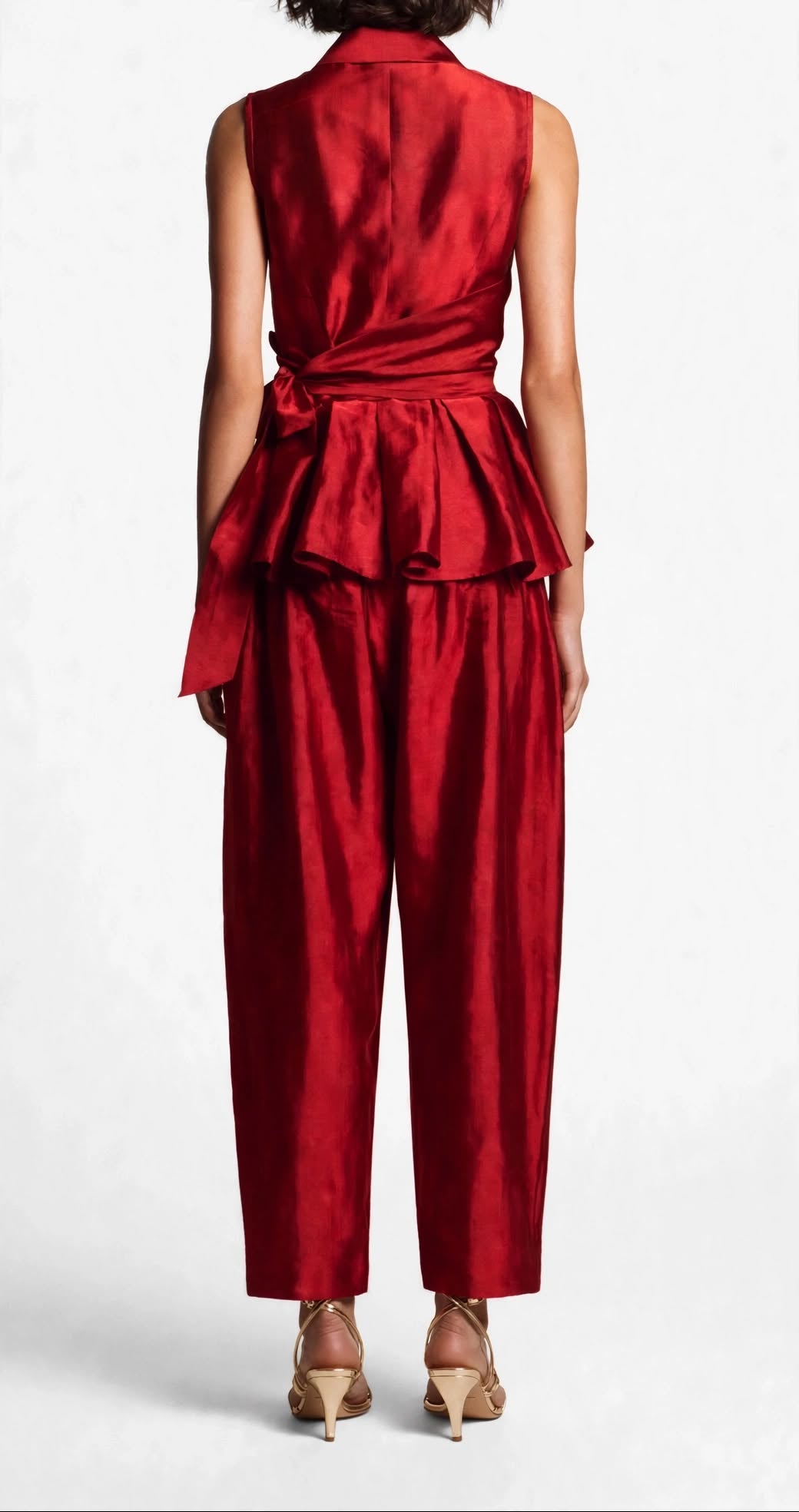 Crimson Wrap Peplum Set