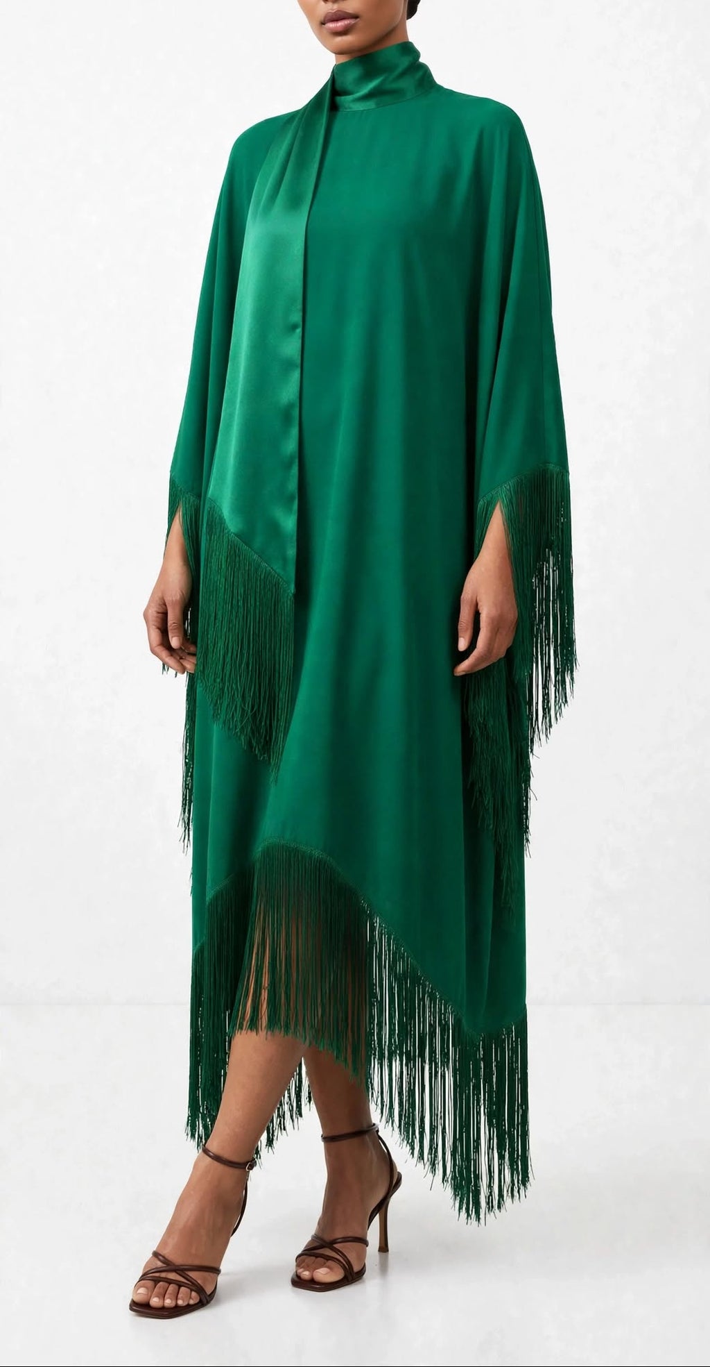 Emerald Fringe Kaftan Dress