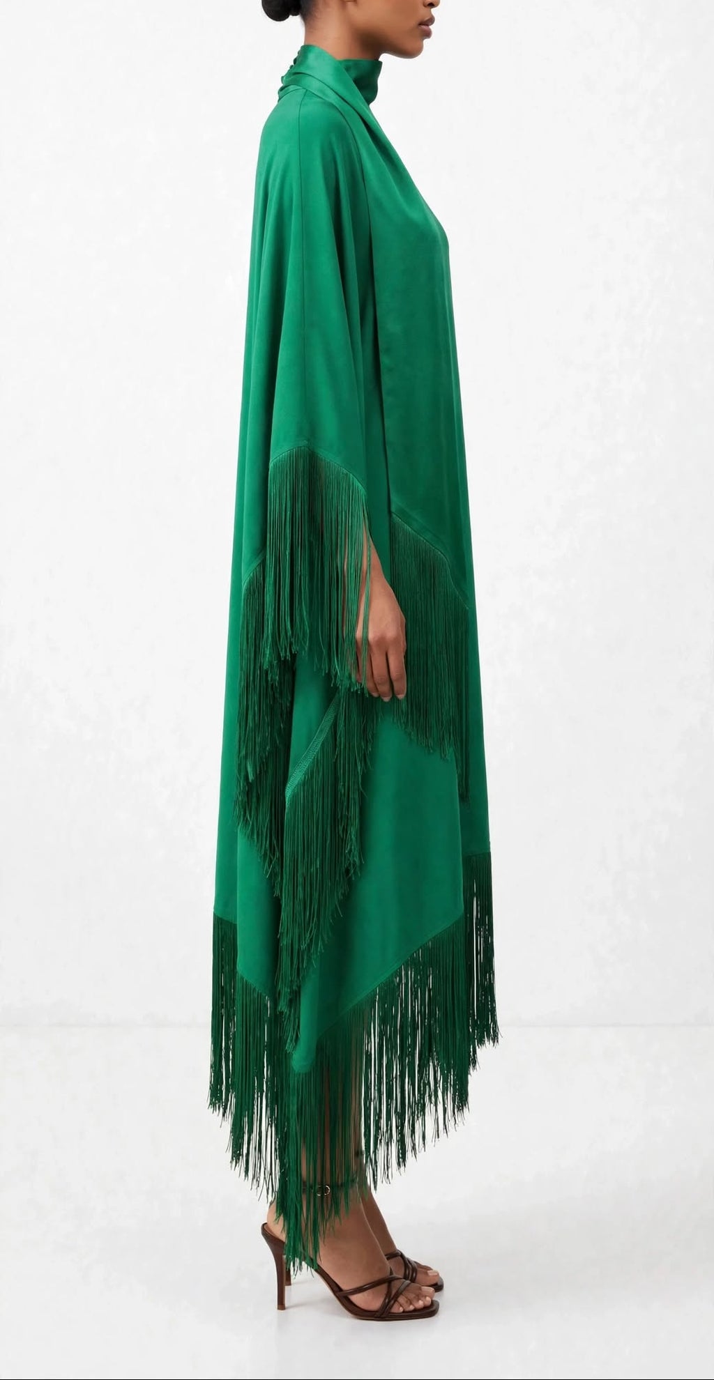 Emerald Fringe Kaftan Dress
