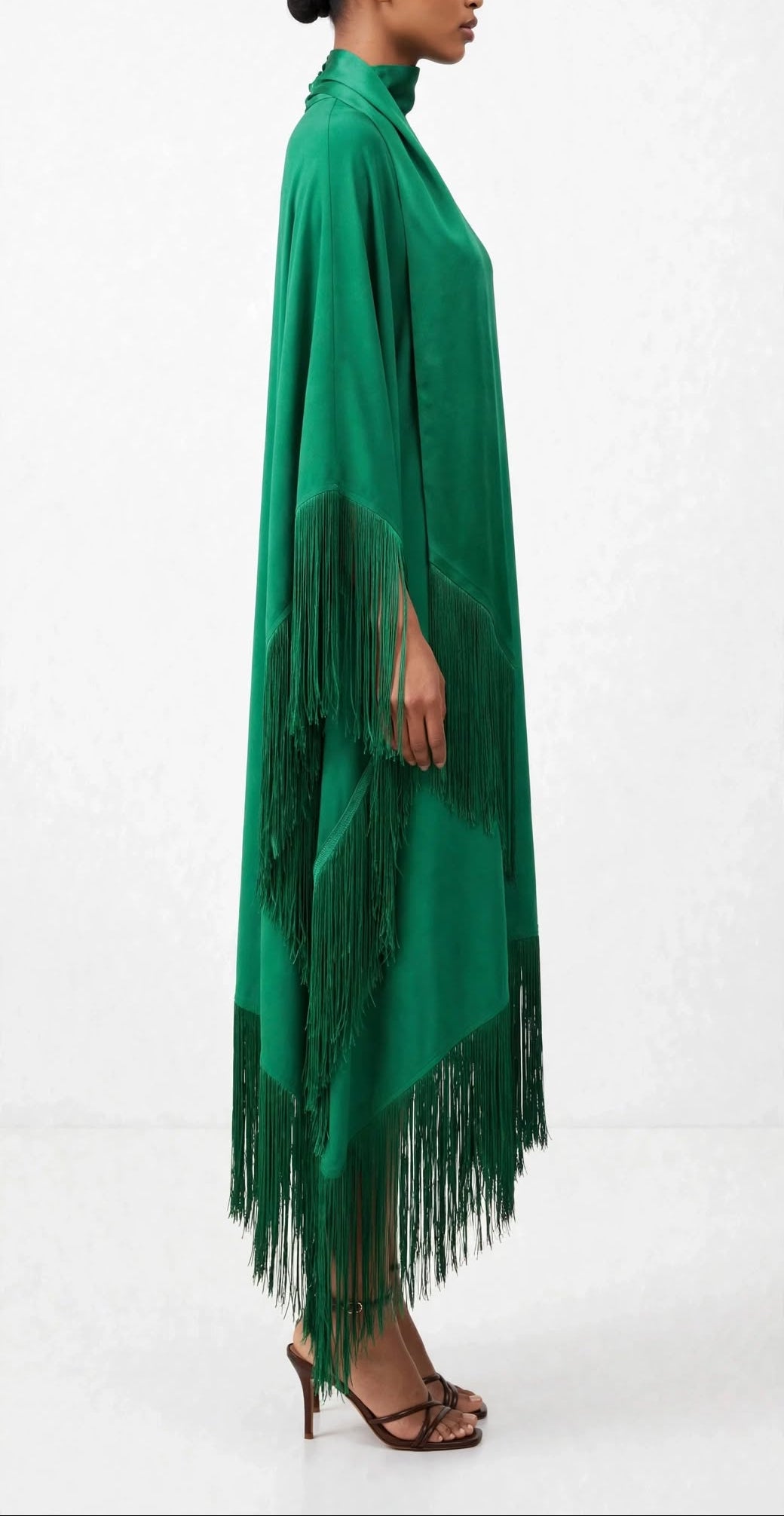 Emerald Fringe Kaftan Dress