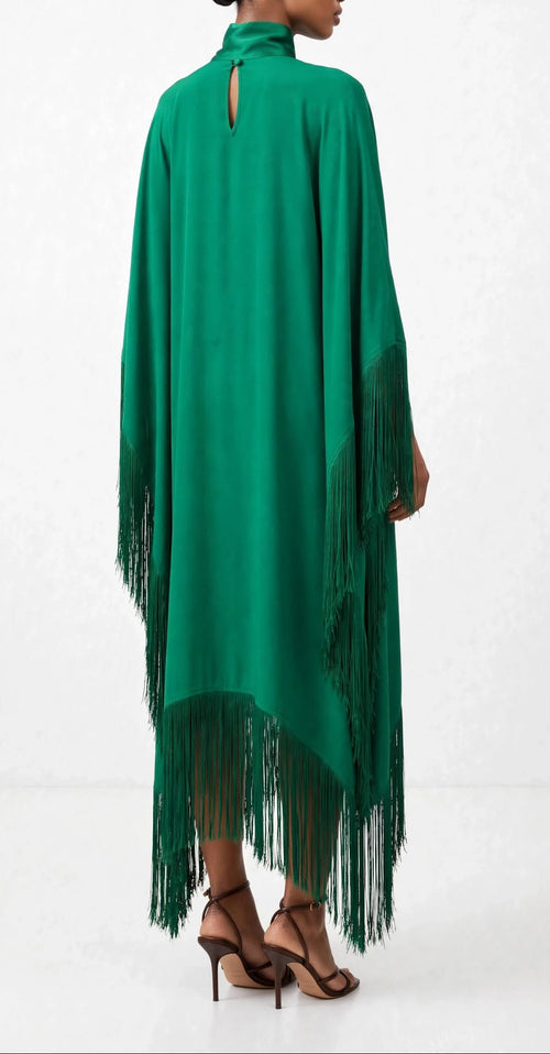 Emerald Fringe Kaftan Dress