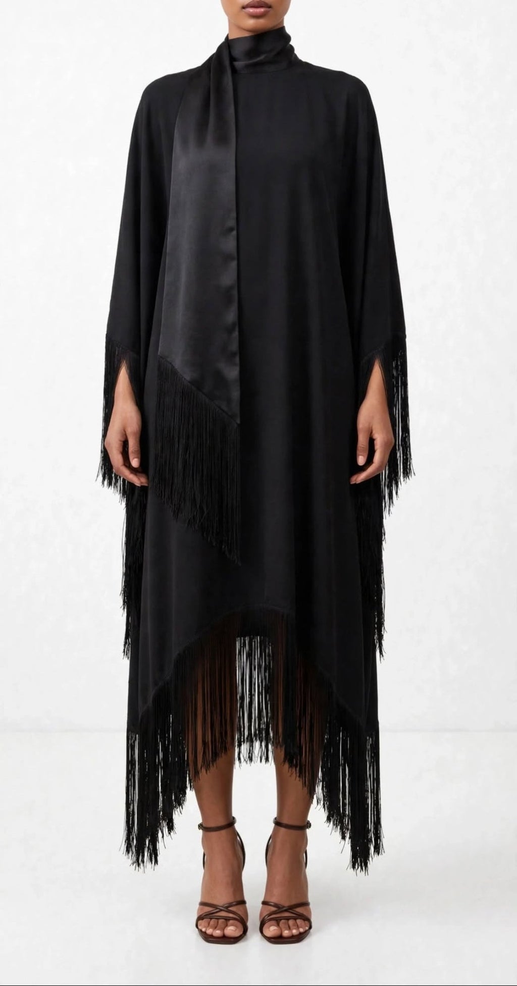 Noir Fringe Kaftan Dress
