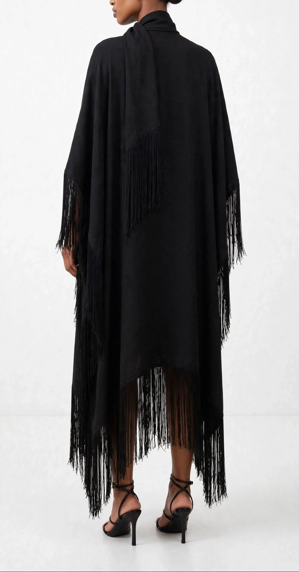 Noir Fringe Kaftan Dress