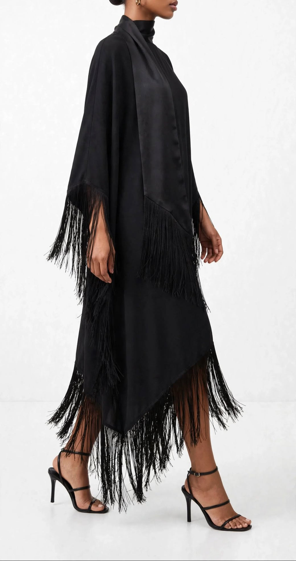 Noir Fringe Kaftan Dress